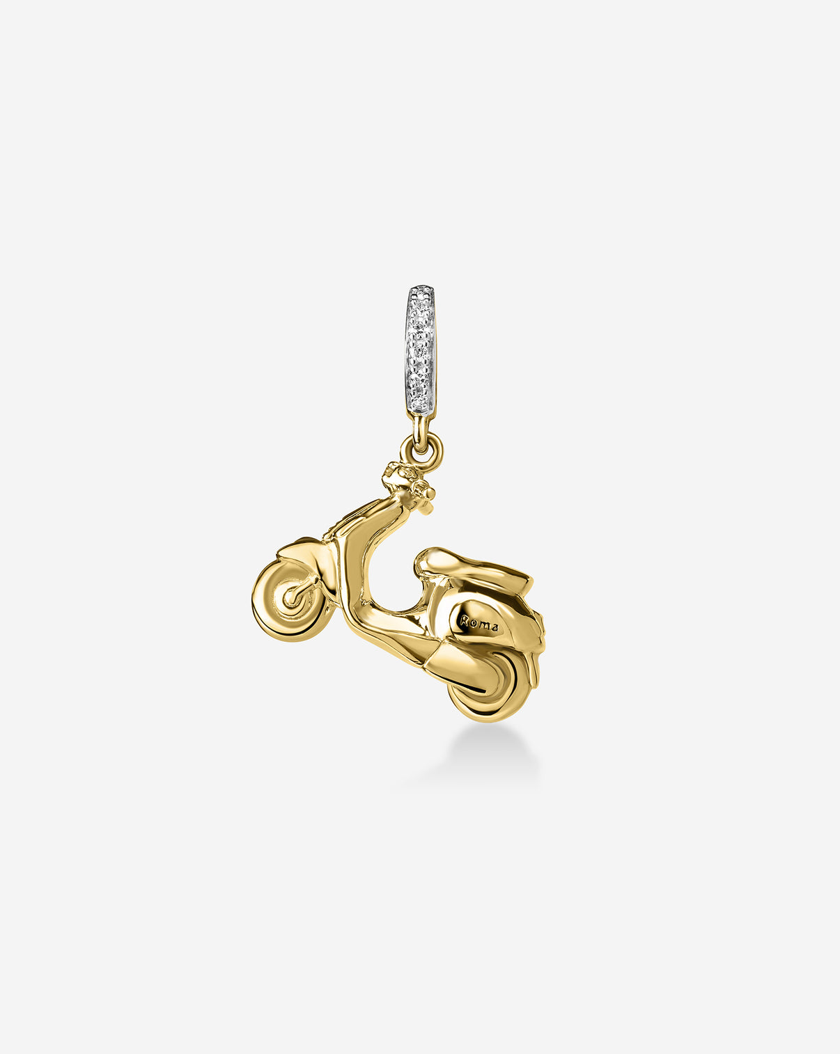 14k yellow gold scooter charm with diamond details