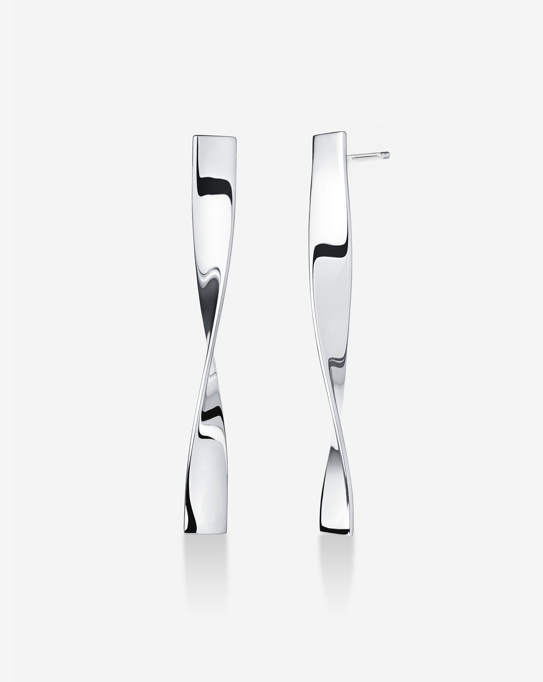 Silver Twist earrings against a white background