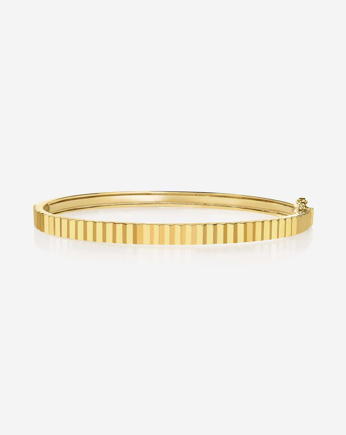 Classic 4mm Fluted Gold Bangle product shot highlighting the luxurious ridged surface and gold brilliance
