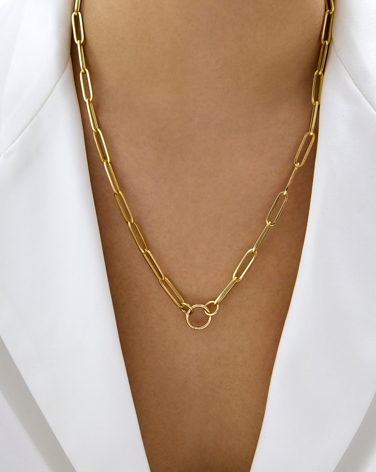 Long Clique Chain Necklace shown on model