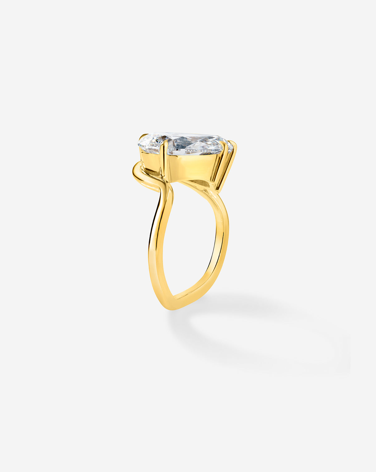 Ring Concierge 4.32 Pear Lab Diamond in Curve Whisper Thin® 14K Yellow Gold Engagement Ring side view