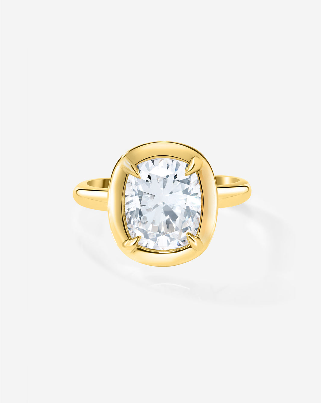 Front view of 3.02 carat Cloud Bezel Engagement Ring in Yellow Gold