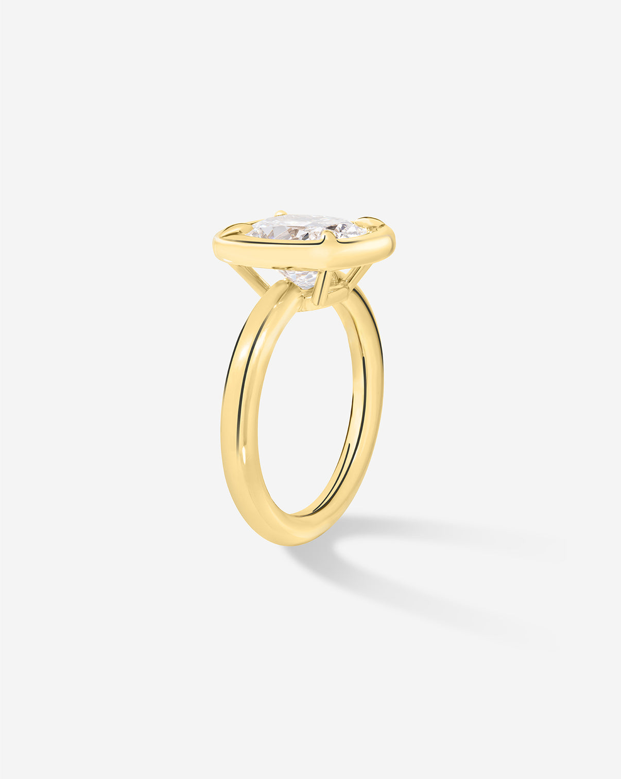 Side view of 3.02 carat Cloud Bezel Engagement Ring in Yellow Gold