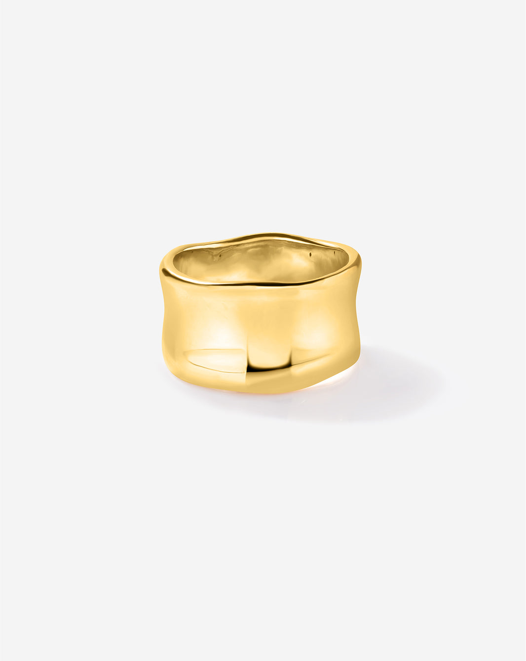 Liquid Gold Ring featuring smooth, flowing design reminiscent of water, shown on white background