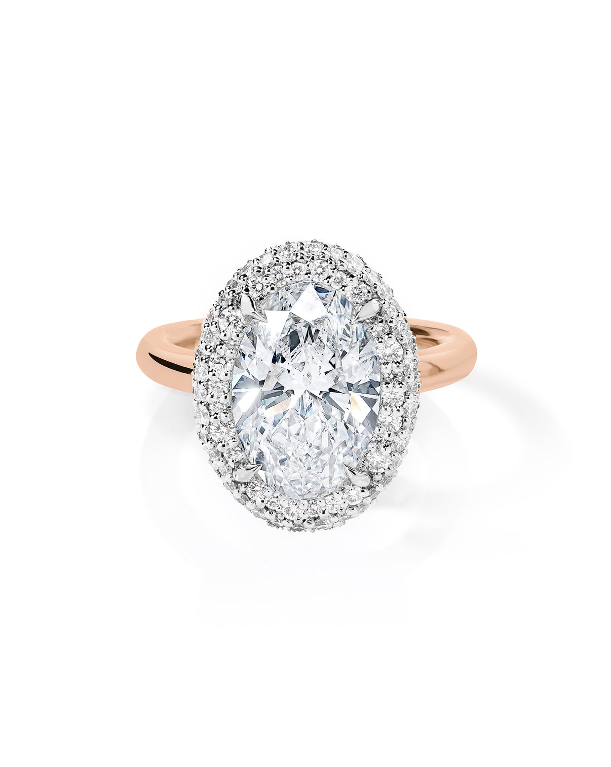 Cloud Bezel with Pavé Halo in Rose Gold Front View 44181328494680