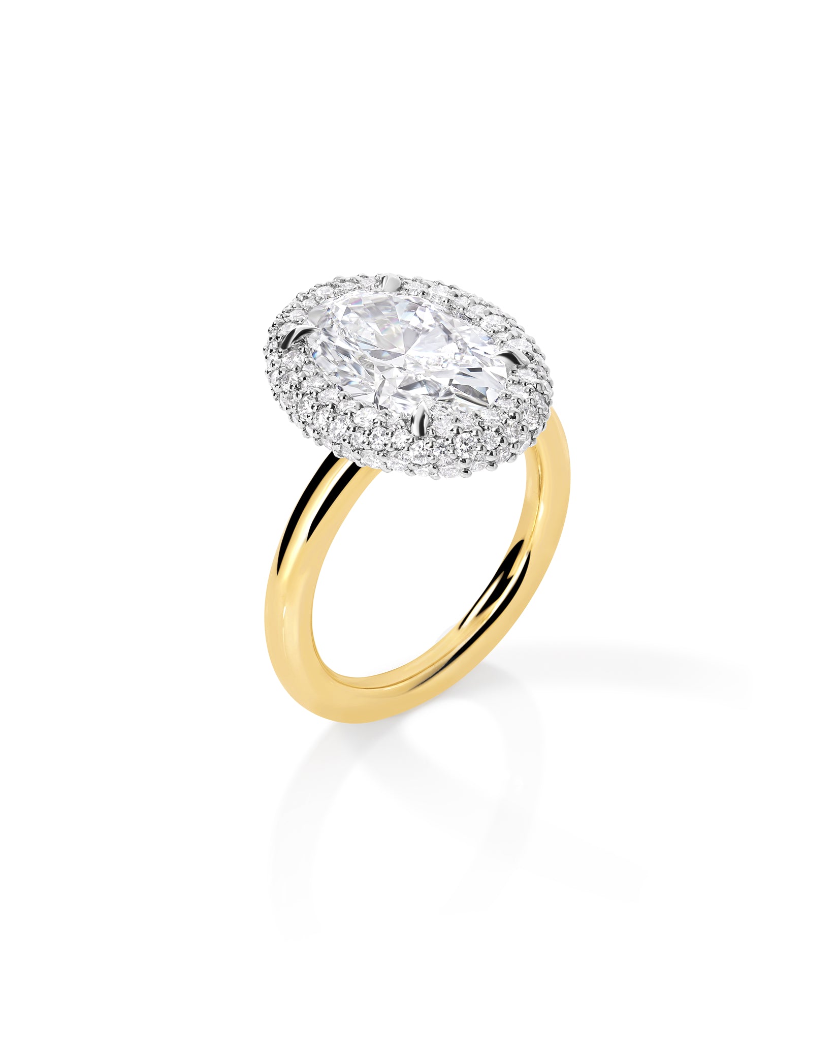 Cloud Bezel with Pavé Halo in Yellow Gold Side View 44181311979608