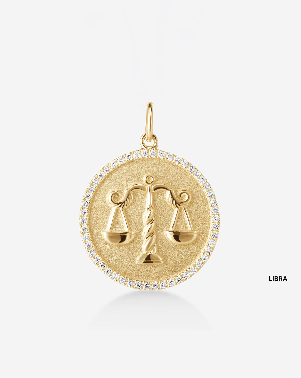 Medallion pendant featuring 50 round natural diamonds and the Libra Zodiac sign