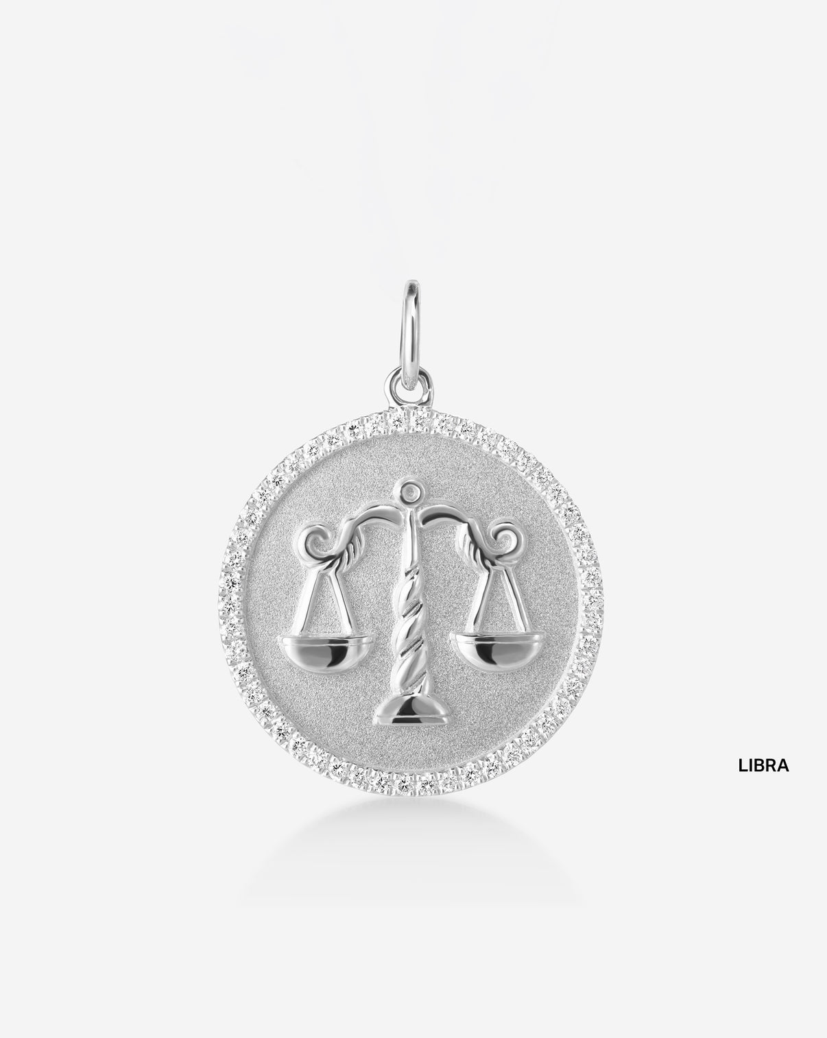 Medallion pendant featuring 50 round natural diamonds and the Libra Zodiac sign