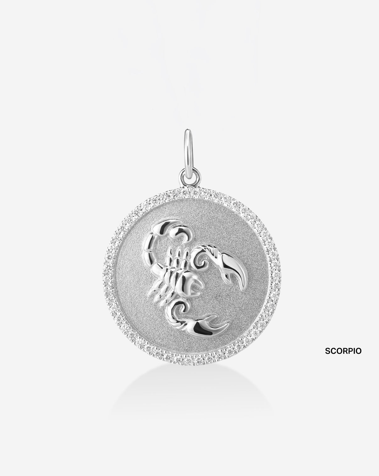 Medallion pendant featuring 50 round natural diamonds and the Scorpio Zodiac sign