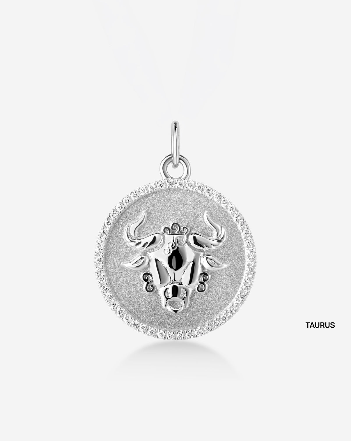 Medallion pendant featuring 50 round natural diamonds and the Taurus Zodiac sign