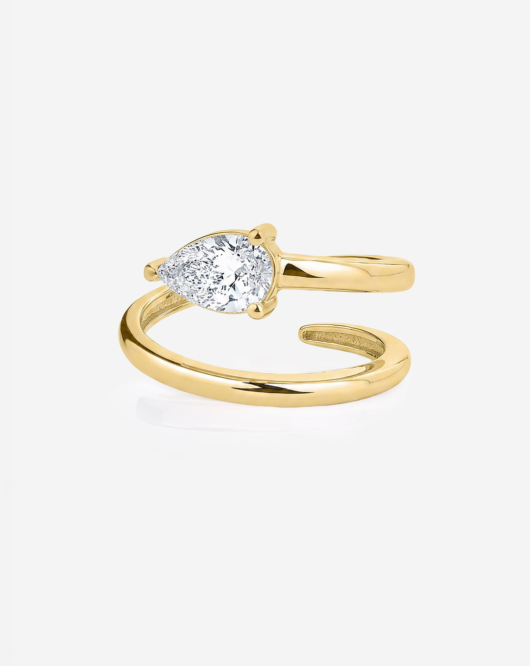 Lab Pear Diamond Double Coil Ring on white background