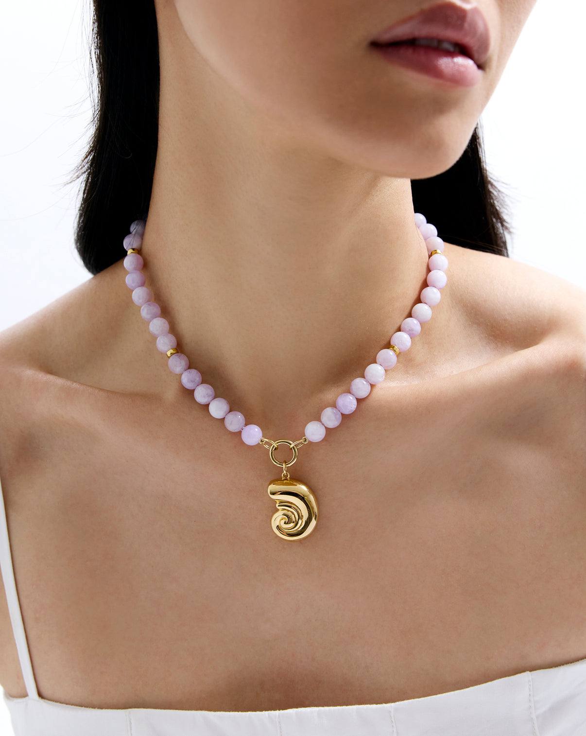 Lavender Mist Necklace with Tidal Treasure Pendant worn by model