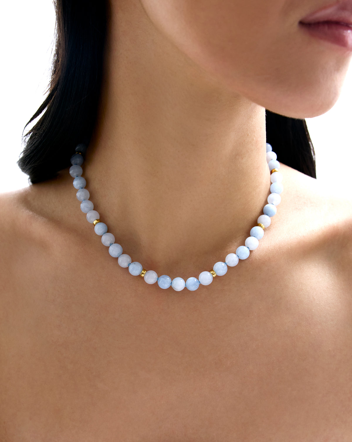 Close up of model wearing our Capri Coast Necklace