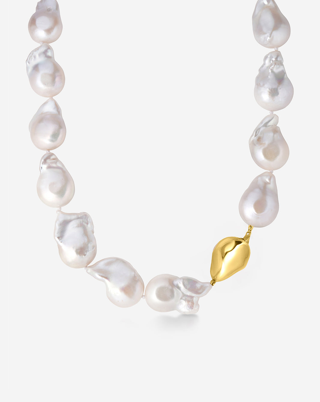 Baroque Pearl Necklace featuring unique, organic-shaped pearls on a delicate gold chain