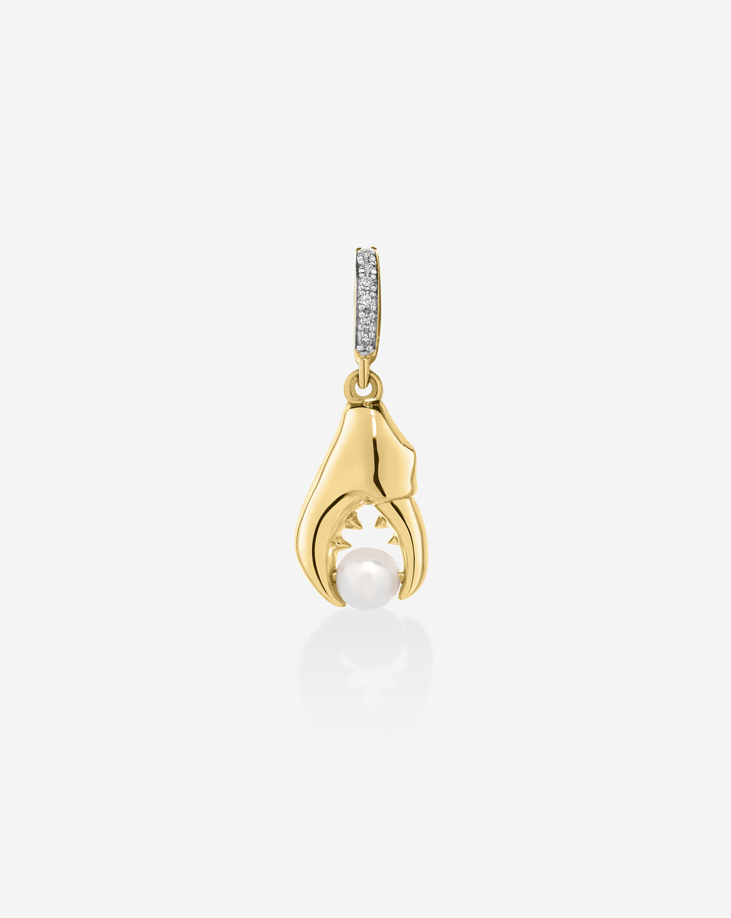 Pinch Me Pearl Charm in 14k solid gold with 6 round natural diamonds