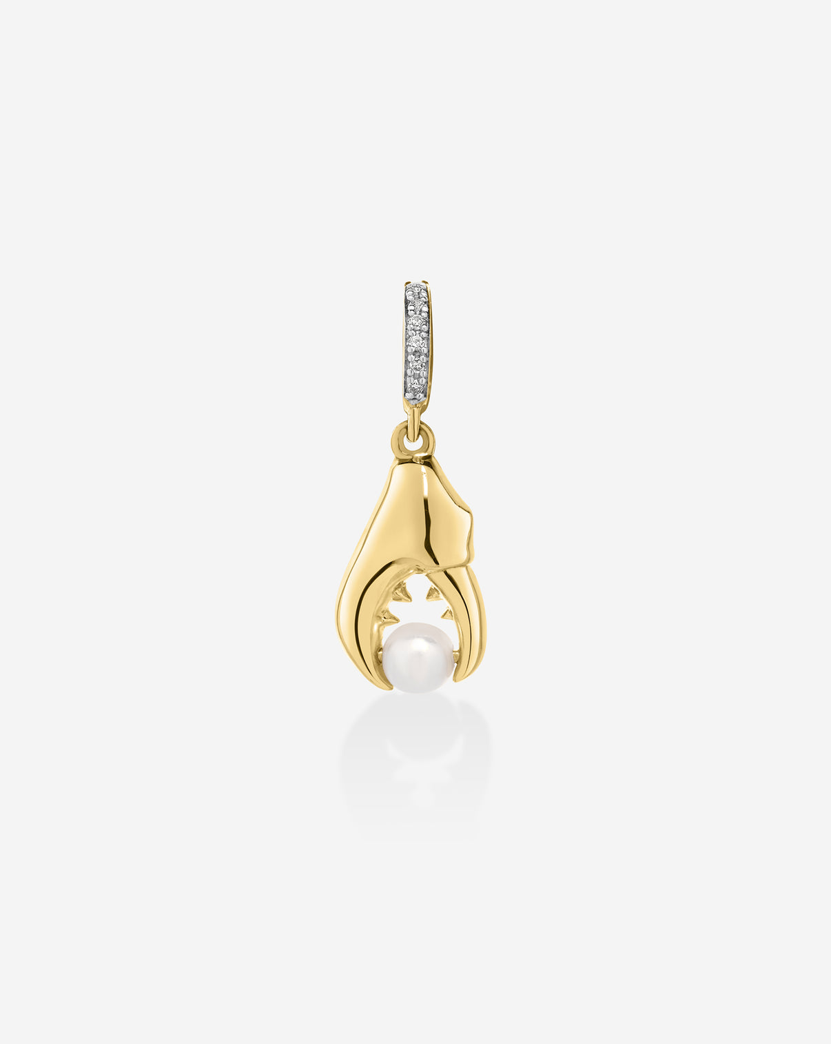 Pinch Me Pearl Charm in 14k solid gold with 6 round natural diamonds