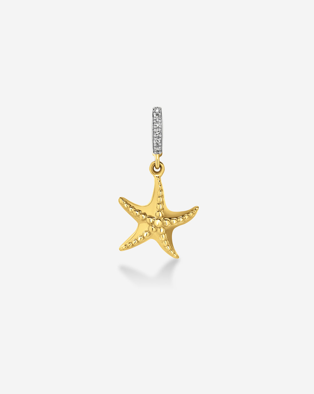Sea Star Charm in 14k solid gold with 6 round natural diamonds