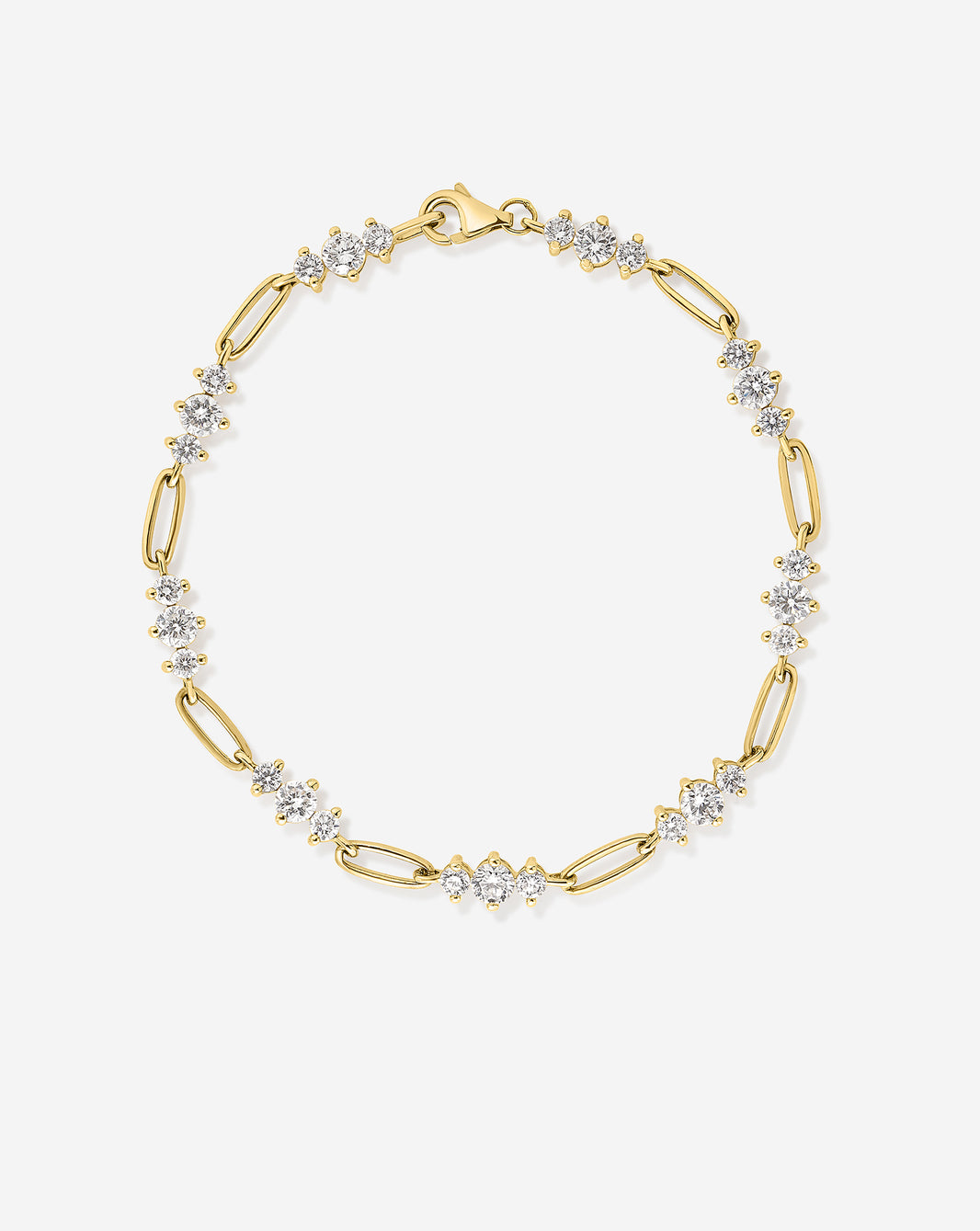 Graduated Lab Diamond Chain Bracelet in 14k yellow gold with 27 round lab grown diamonds