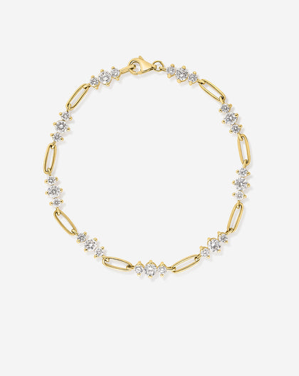 Graduated Lab Diamond Chain Bracelet in 14k yellow gold with 27 round lab grown diamonds