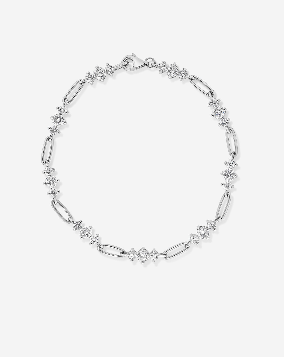 Graduated Lab Diamond Chain Bracelet in 14k white gold with 27 round lab grown diamonds