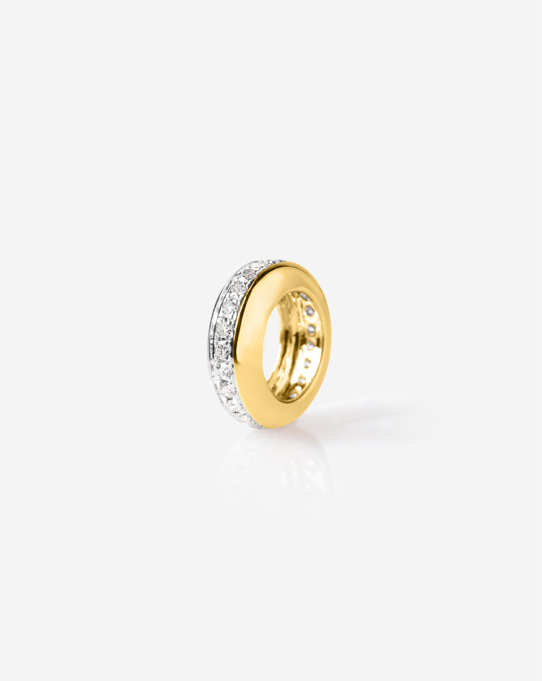 14k solid yellow gold diamond bead charm with 25 natural diamonds, 3mm width, featuring I-J color and SI2-I1 clarity stones totaling approximately 0.09 carats