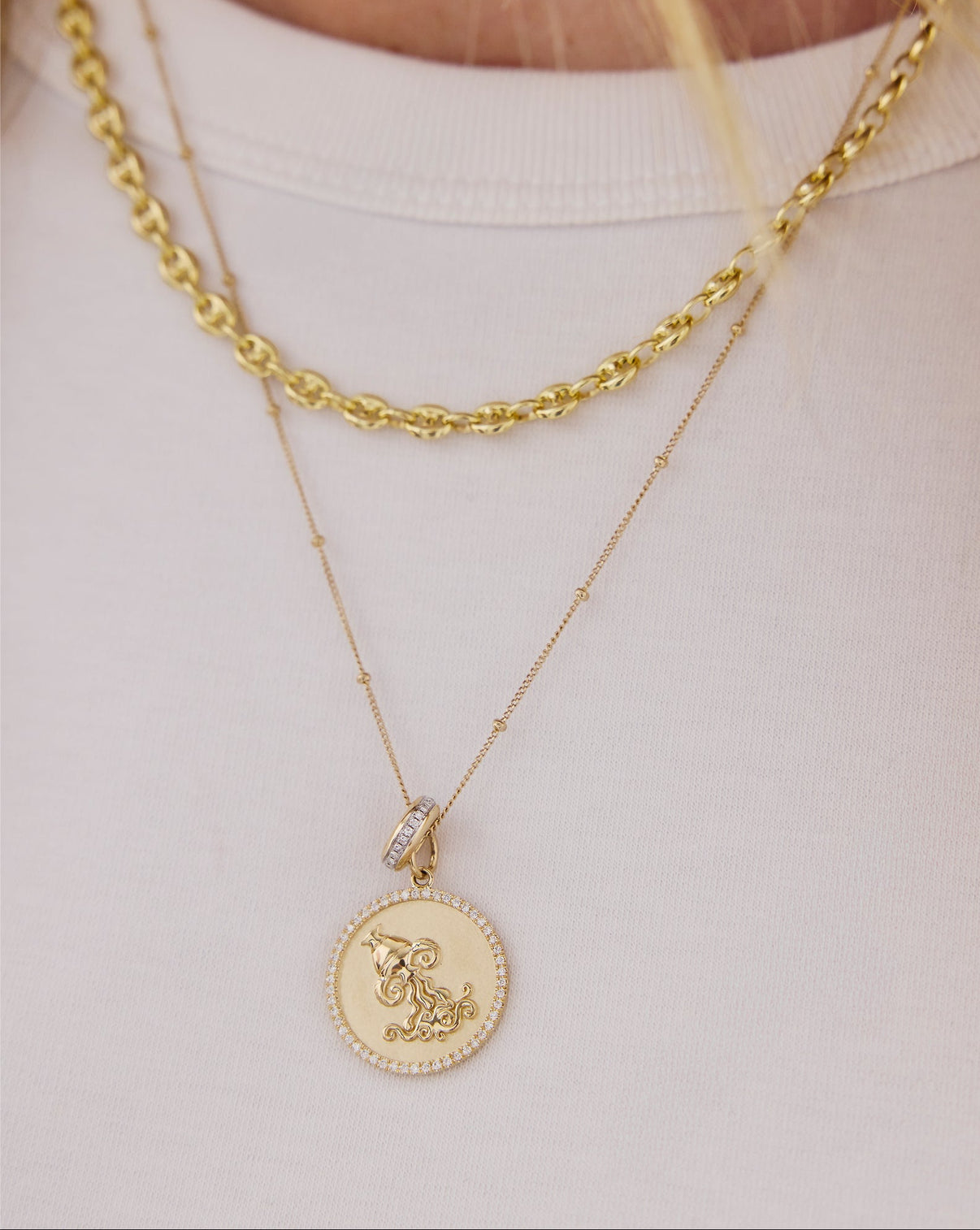 Luxurious diamond bead charm in 14k yellow gold perfect for personalizing necklaces and bracelets, featuring sparkling natural diamonds