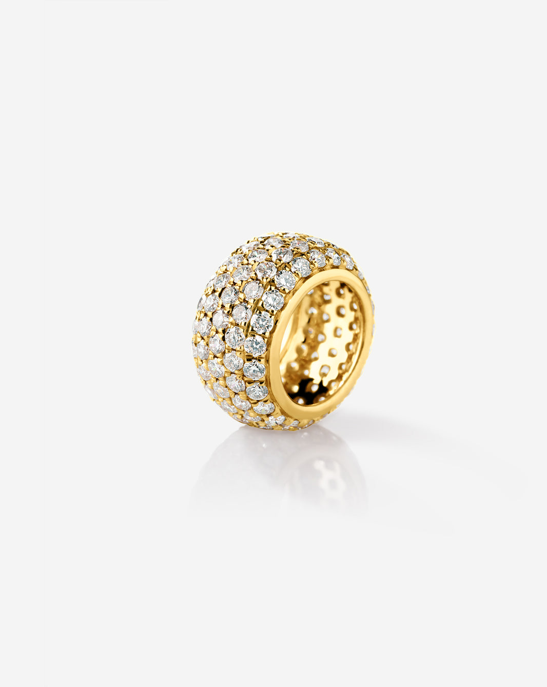Large pavé bead charm featuring sparkling diamonds set in gold, displayed against a clean white background