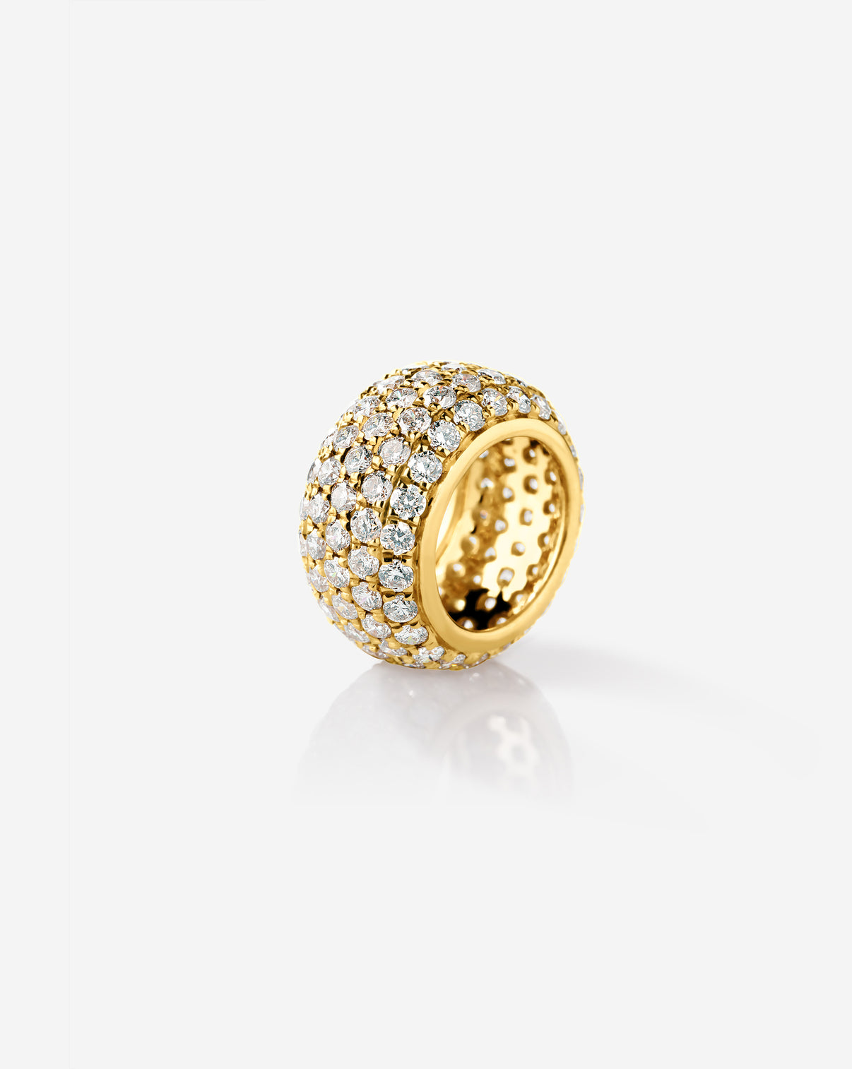 Large pavé bead charm featuring sparkling diamonds set in gold, displayed against a clean white background