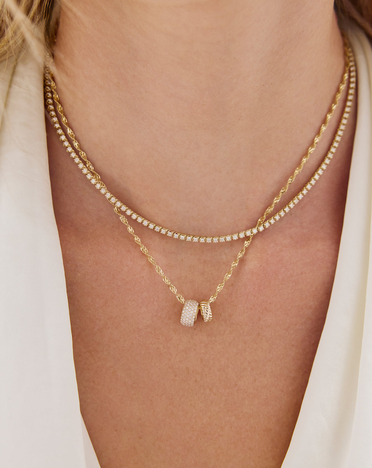 Large pavé bead charm displayed on model or lifestyle setting, demonstrating scale and wearability