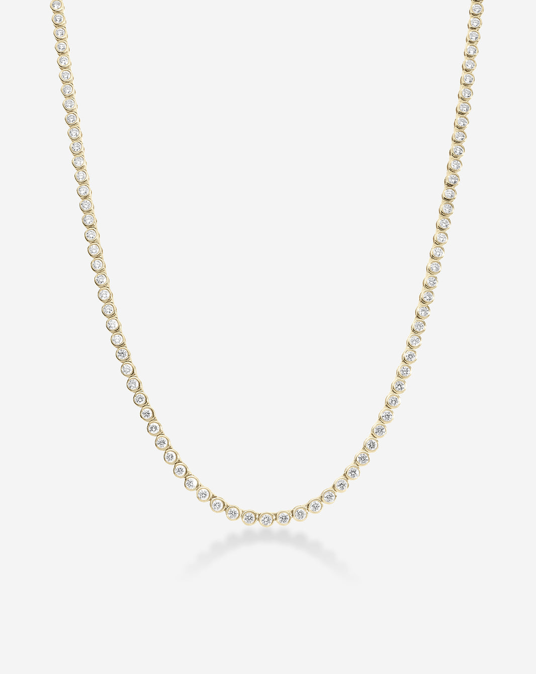Bezel Mini Eternity Diamond Tennis Necklace 14k yellow gold