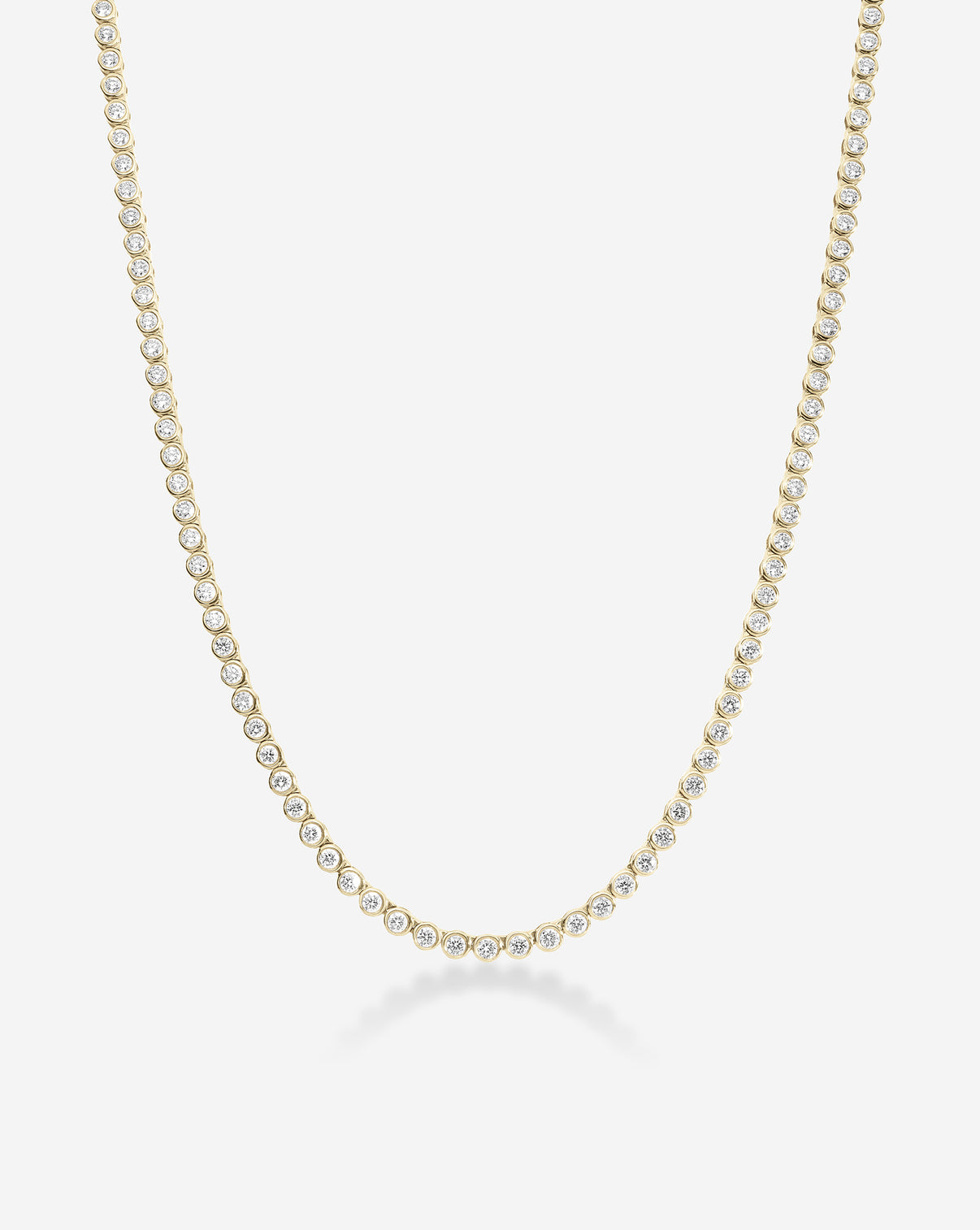 Bezel Mini Eternity Diamond Tennis Necklace 14k yellow gold