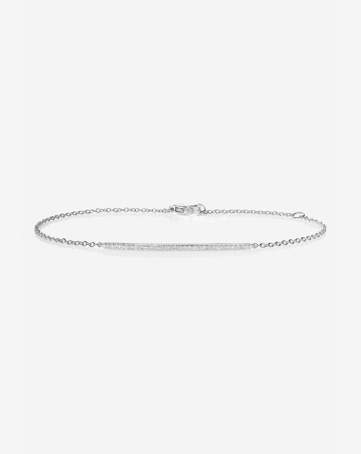 Flat lay image of Ring Concierge 14k White Gold Diamond Bar Bracelet