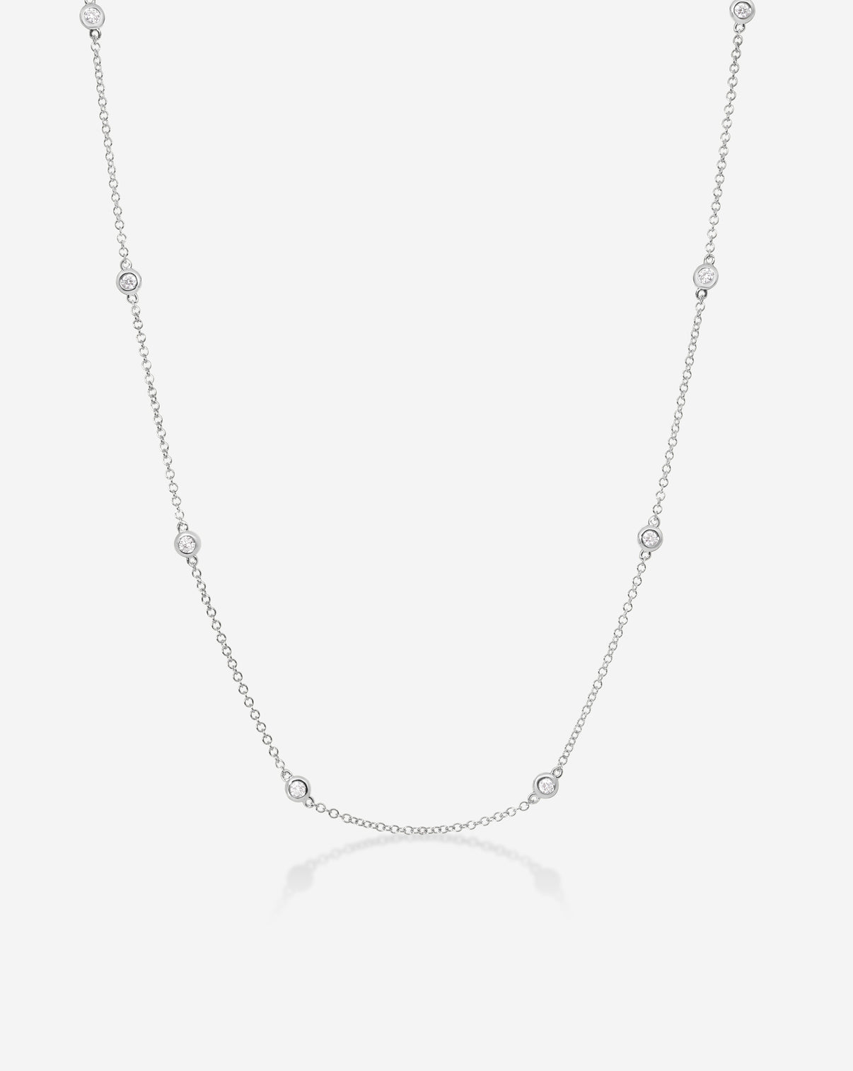 Ring Concierge 14k White Gold Diamond Bezel Station Necklace 
