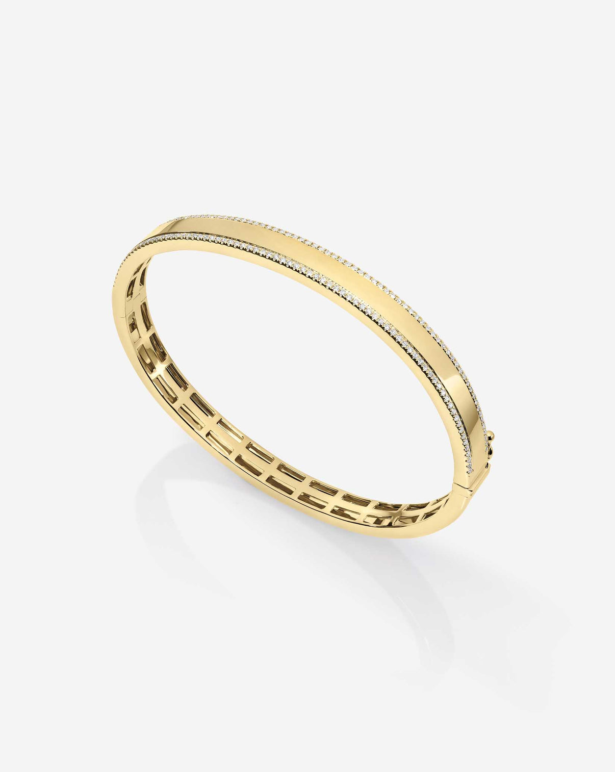 Diamond Border Bangle Bracelet in 14k Yellow Gold