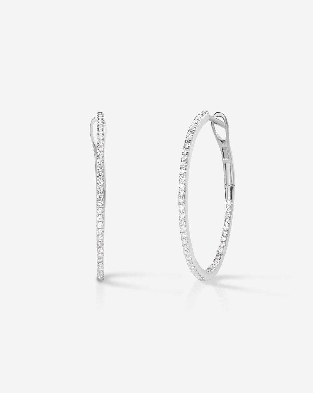 Ring Concierge Earrings 14k White Gold Medium Diamond Hoops