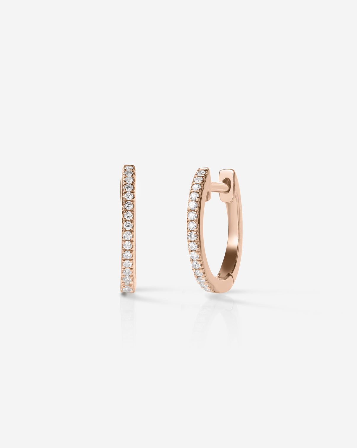 Pair of Ring Concierge Diamond Huggies Earrings 14k Rose Gold