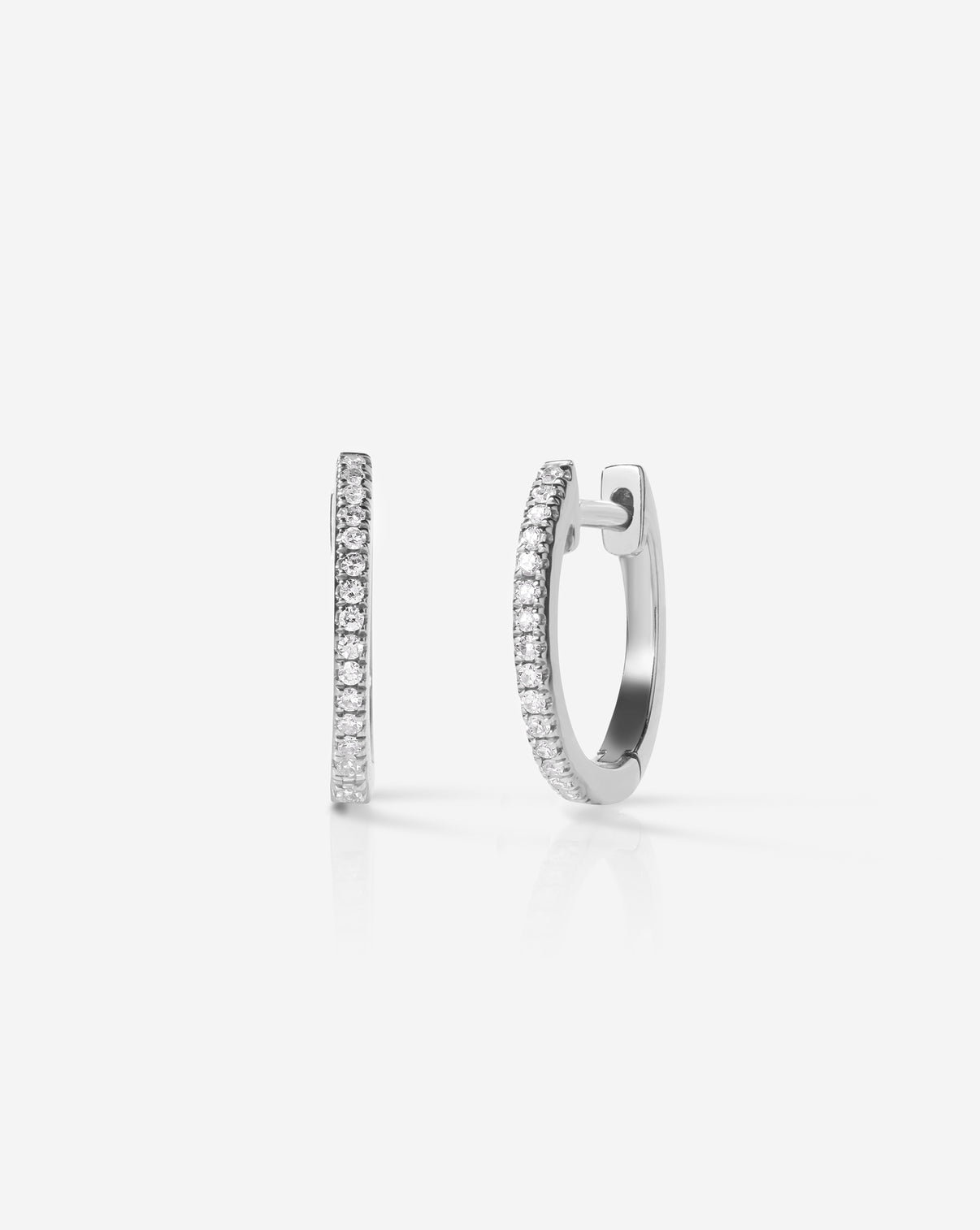 Pair of Ring Concierge Diamond Huggies Earrings 14k White Gold