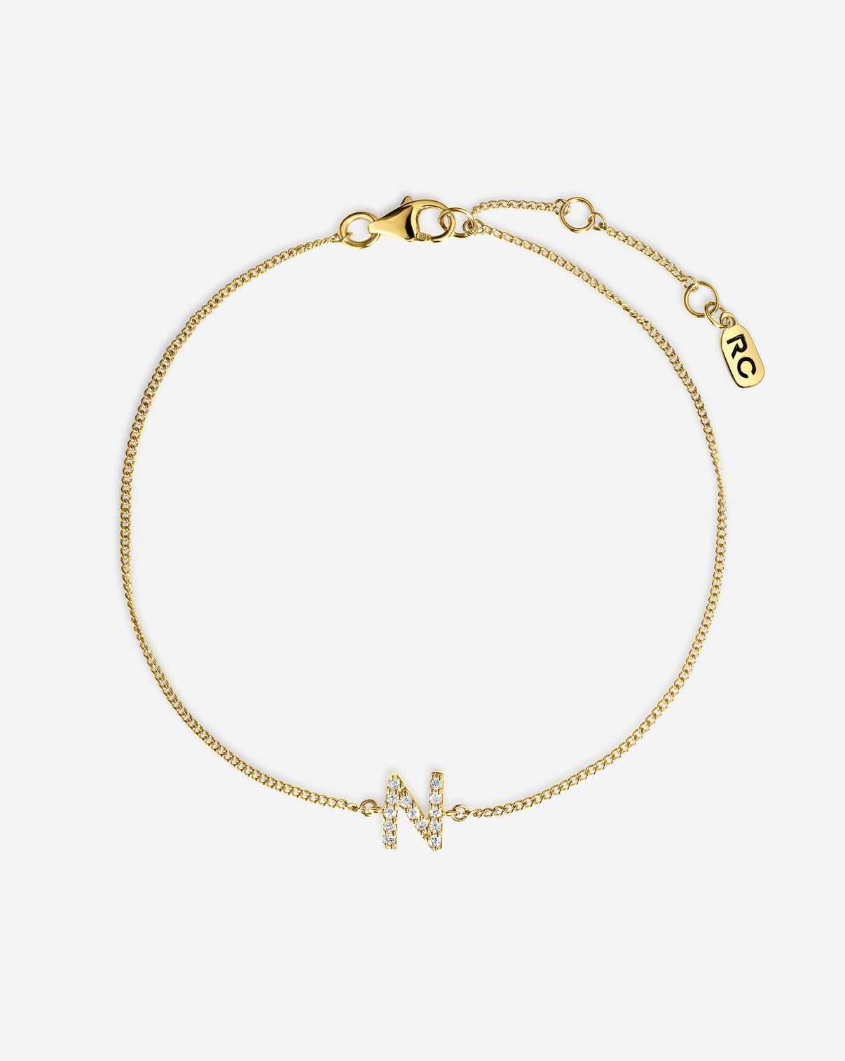 Diamond Initial Bracelet lifestyle shot showing elegant personalized jewelry styling