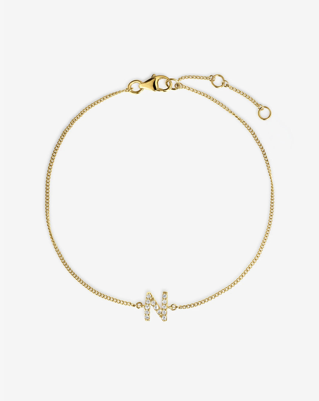 Diamond Initial Bracelet lifestyle shot showing elegant personalized jewelry styling