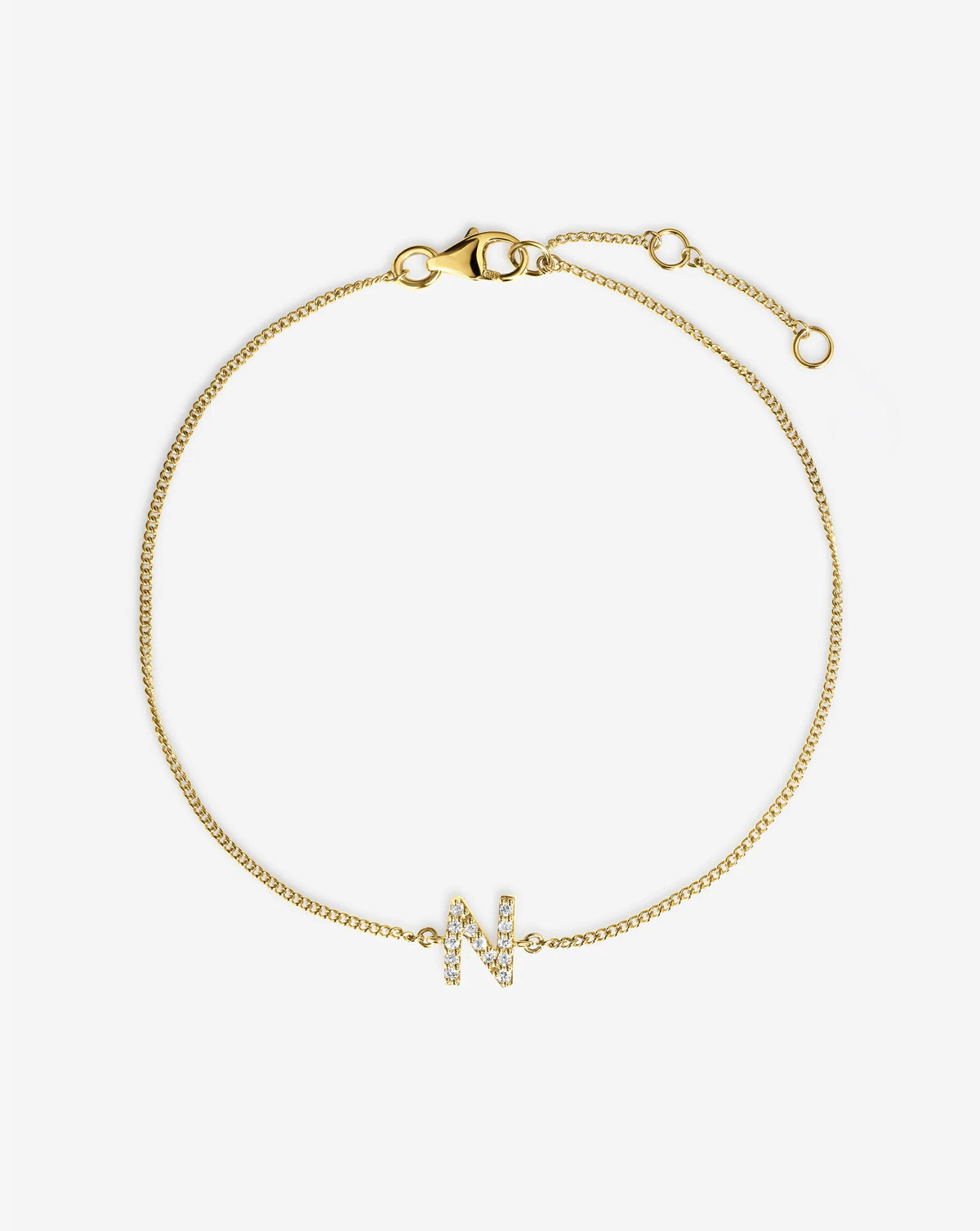 Diamond Initial Bracelet lifestyle shot showing elegant personalized jewelry styling