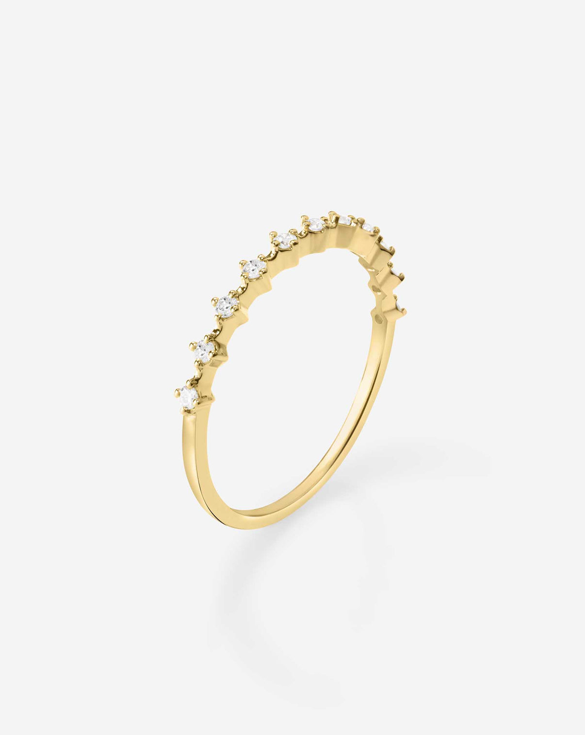 Side view of Ring Concierge 14k Yellow Gold Diamond Station Stackable Ring