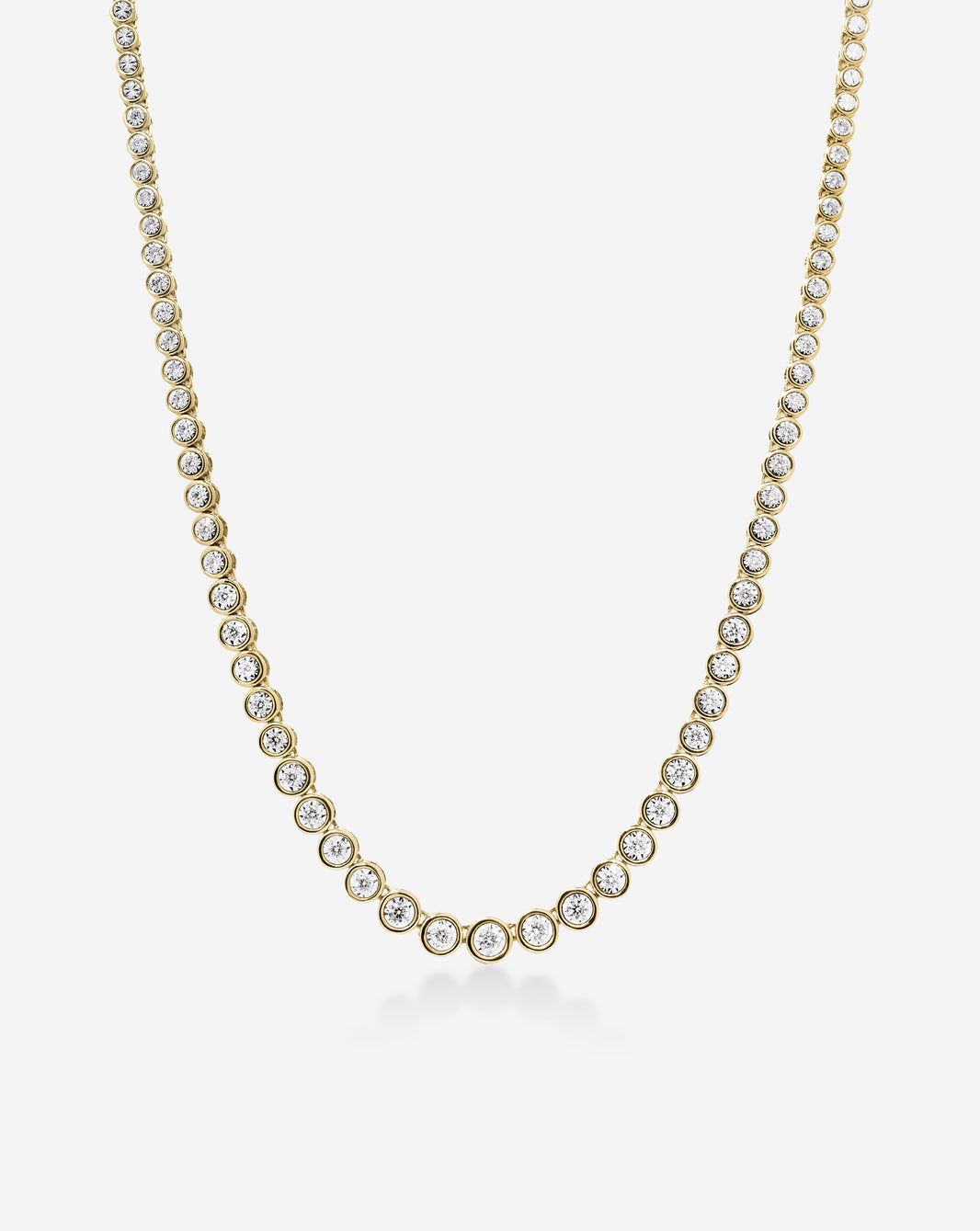 Ring Concierge Necklace 14k Yellow Gold Graduated Bezel Diamond Tennis Necklace