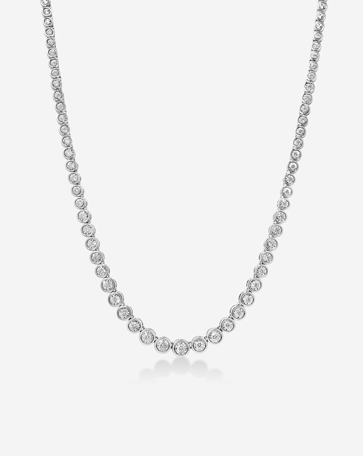 Ring Concierge Necklace 14k White Gold Graduated Bezel Diamond Tennis Necklace