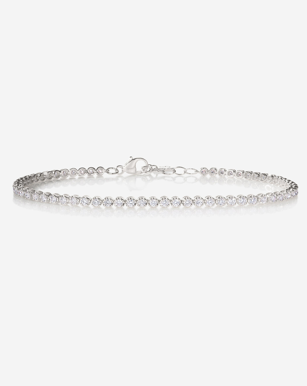 Flat lay of Eternity Mini Diamond Tennis Bracelet 14k White Gold
