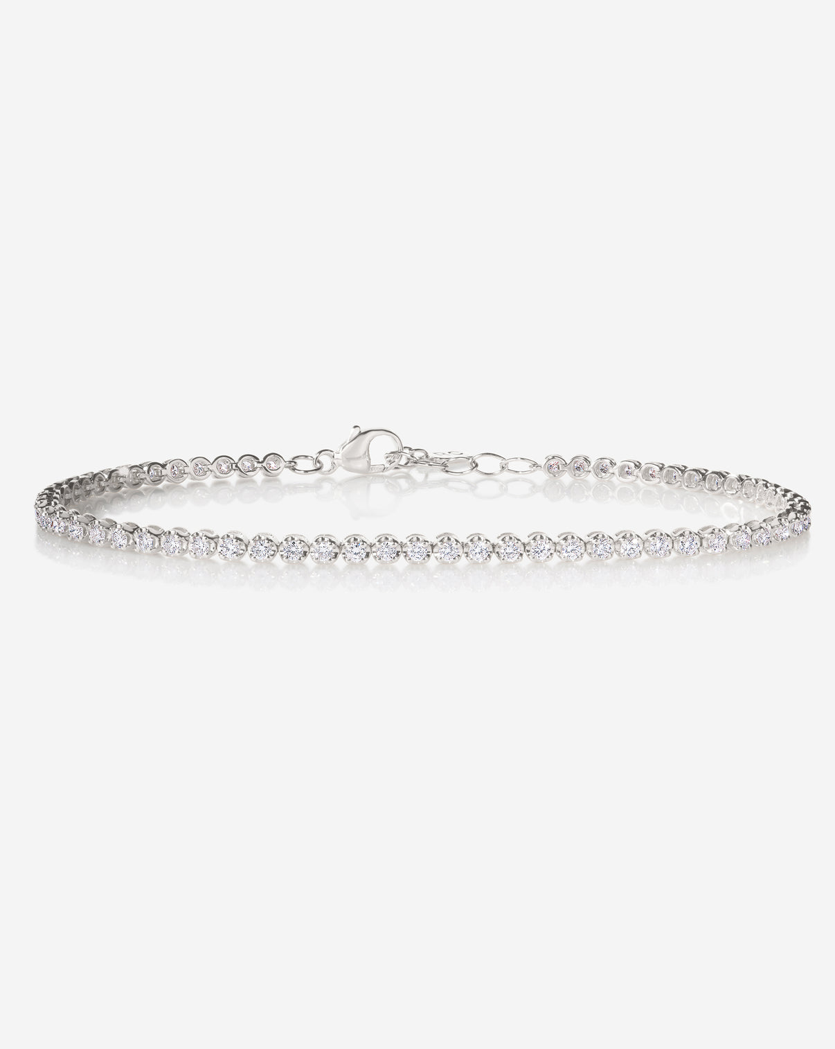 Flat lay of Eternity Mini Diamond Tennis Bracelet 14k White Gold