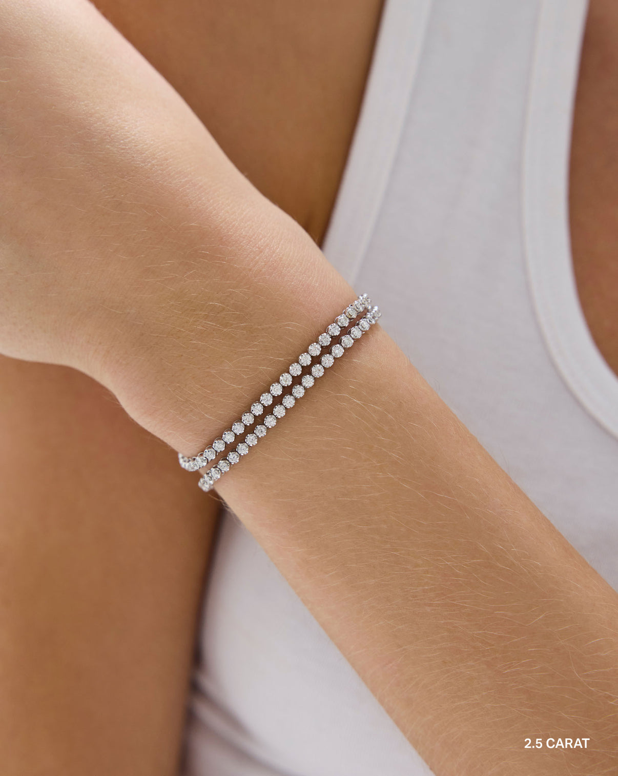 2.5 carat worn as bracelet on wrist