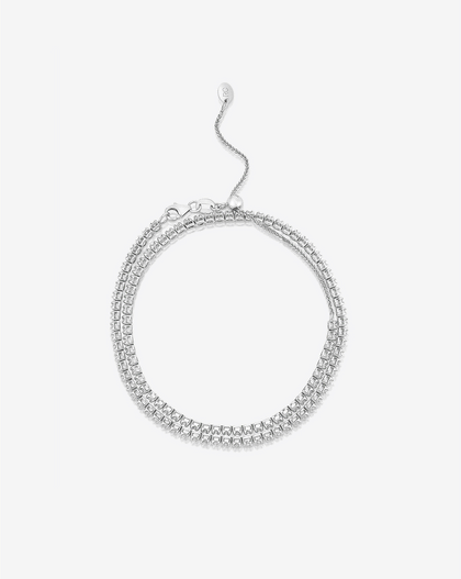 Multiway Tennis Necklace + Double Wrap Bracelet 14k white gold GIF