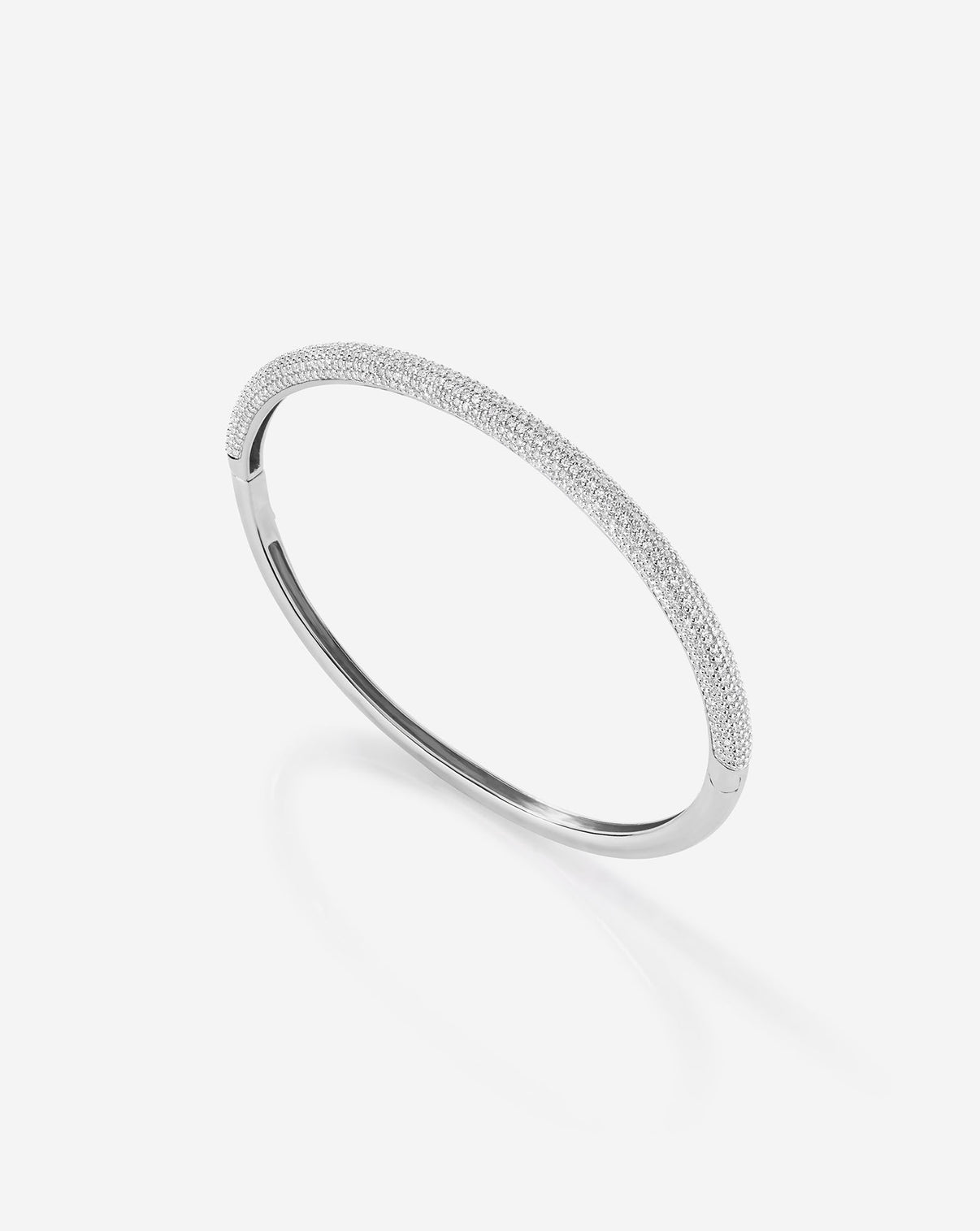 Pavé Diamond Stackable Gold Cloud Bangle- Slim in White Gold side angle product still slim - 14K white gold