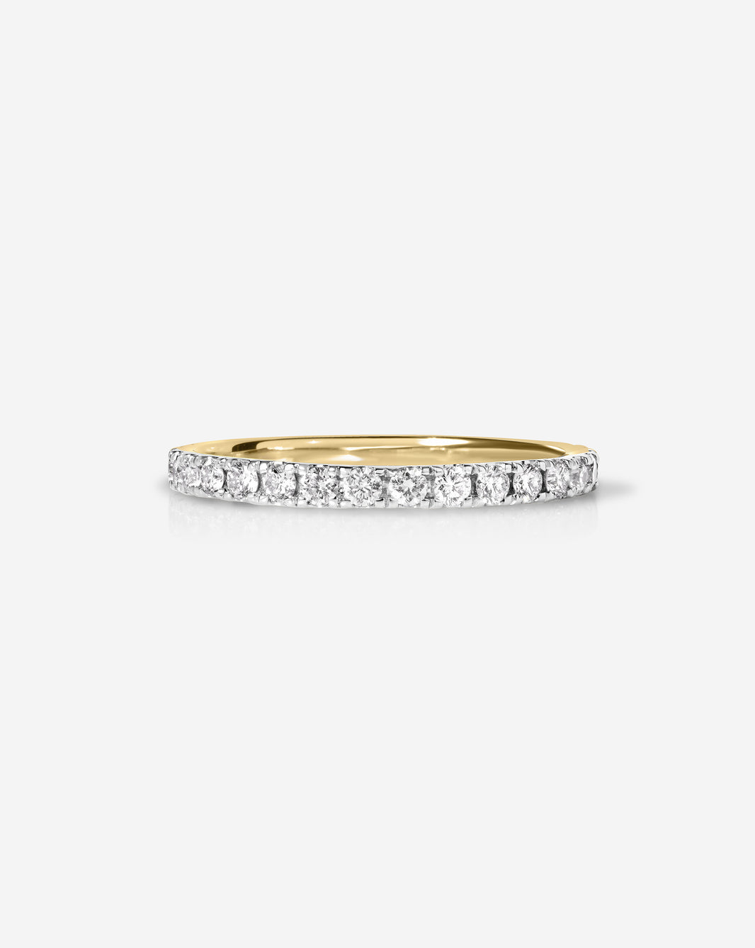 Flat lay of 1.9 mm Perfect Pave Ring in 14k Yellow Gold Eternity