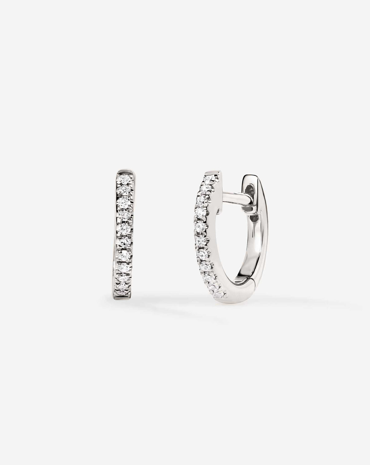 Ring Concierge Petite Diamond Huggies Earrings 14K White Gold 